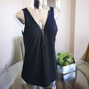 Dynamite Black Zip Front Tank Top